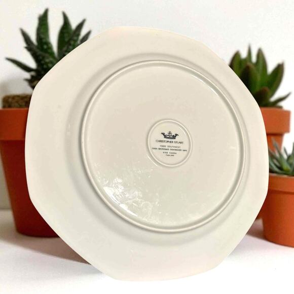 Christopher Stuart Y0002 Southwest Fine China Hexagonal White Blue Pink Platter - Picture 3 of 4